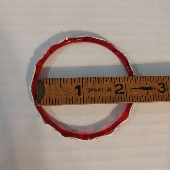Lot of 4 Red and White Glass Bangle Bracelets Vintage 1960s India - Picture 5 of 5